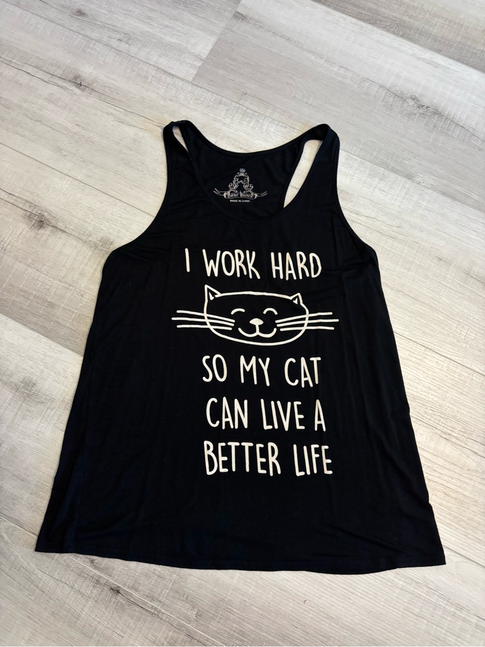 “I Work Hard So My Cat Can Live A Better Life” Racerback Tank Top - Picture 2 of 7